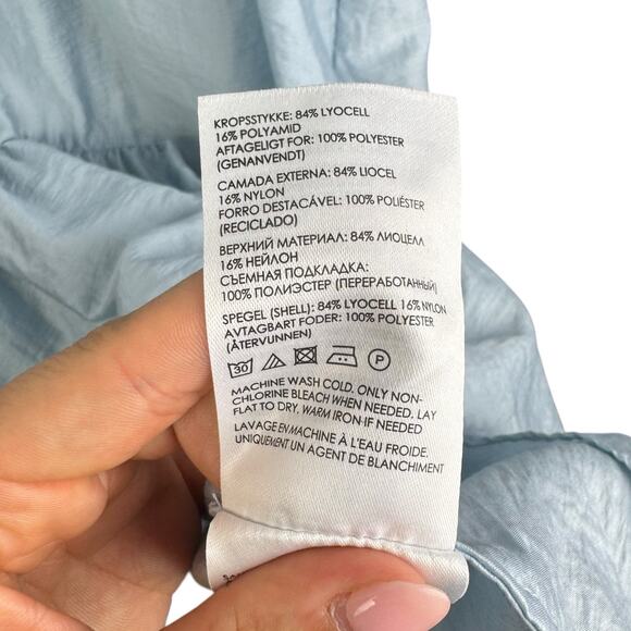 Club Monaco Light Blue Easy Tiered 3/4 Sleeve Billowy Vacation Comfy Midi Dress - Picture 16 of 16
